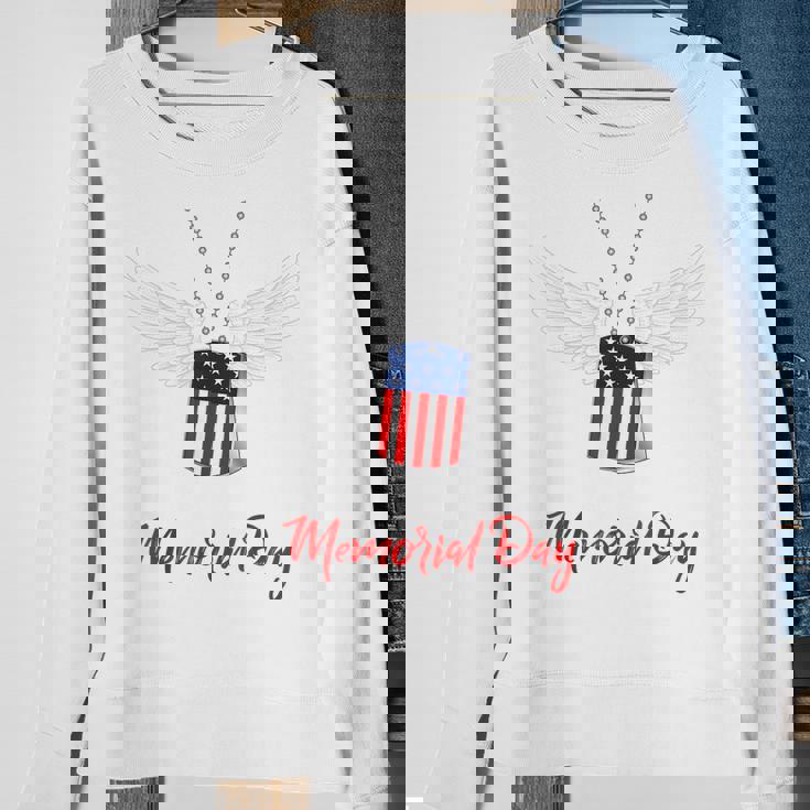 Memorial Day Proud Remembrance Day Dog Tags Chain Servicemen Sweatshirt Gifts for Old Women