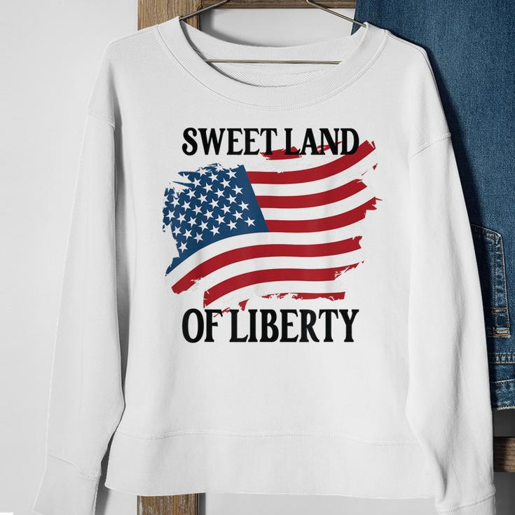 Memorial Day Sweet Land Of Liberty American Flag Sweatshirt Gifts for Old Women