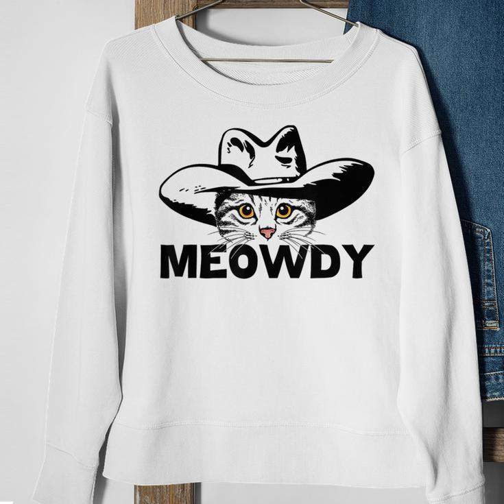 Meowdy Funny Mashup Between Meow And Howdy Cat Meme Sweatshirt Gifts for Old Women