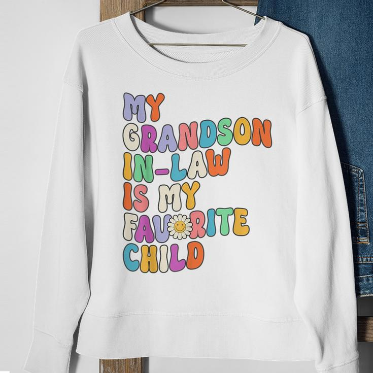 My Grandson In Law Is My Favorite Child Family Humor Groovy Sweatshirt Gifts for Old Women