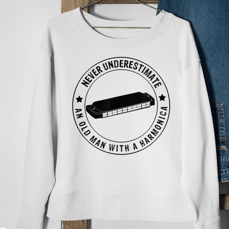 Never Underestimate An Old Man With A Harmonica Old Man Funny Gifts Sweatshirt Gifts for Old Women