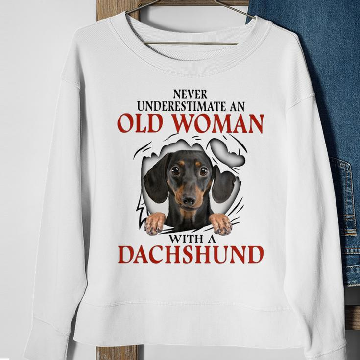 Never Underestimate An Old Woman With A Dachshund Sweatshirt Gifts for Old Women