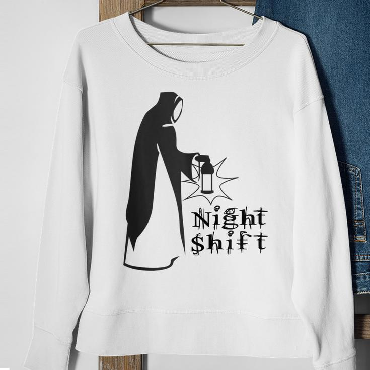 Night Shift Scary Nun Nightshift Worker Sweatshirt Gifts for Old Women