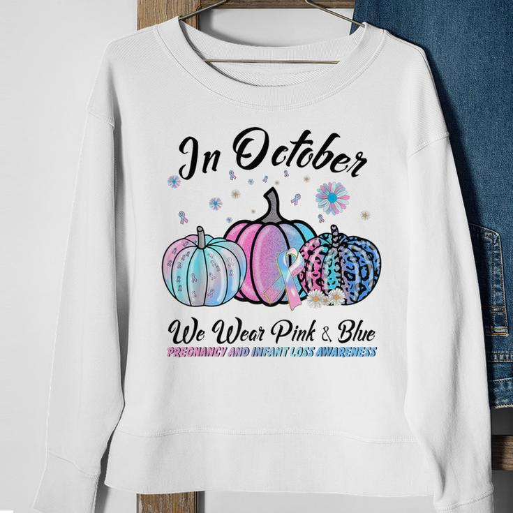 In October We Wear Pink Blue Pregnancy Infant Loss Awareness Sweatshirt Gifts for Old Women
