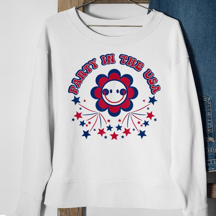 Party In The Usa Groovy Design 4Th Of July Usa Funny Gifts Sweatshirt Gifts for Old Women