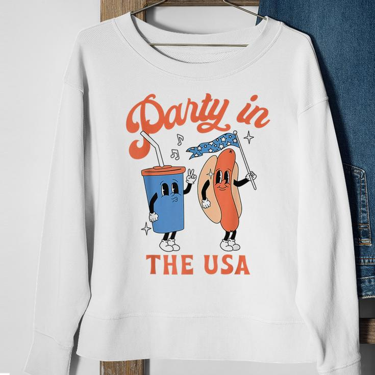 Party In The Usa Hot Dog Love Usa Funny 4Th Of July  Sweatshirt Gifts for Old Women