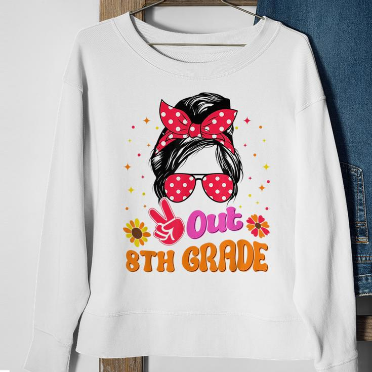 Peace Out 8Th Grade Graduation 2023 Graduate Messy Bun Girls Sweatshirt Gifts for Old Women