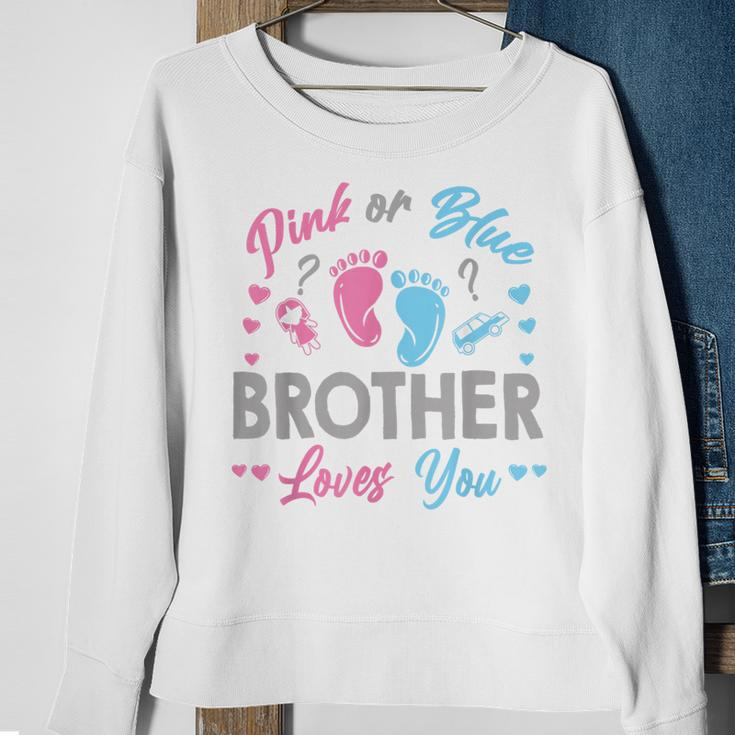 Pink Or Blue Brother Loves You Gender Reveal Sweatshirt Gifts for Old Women
