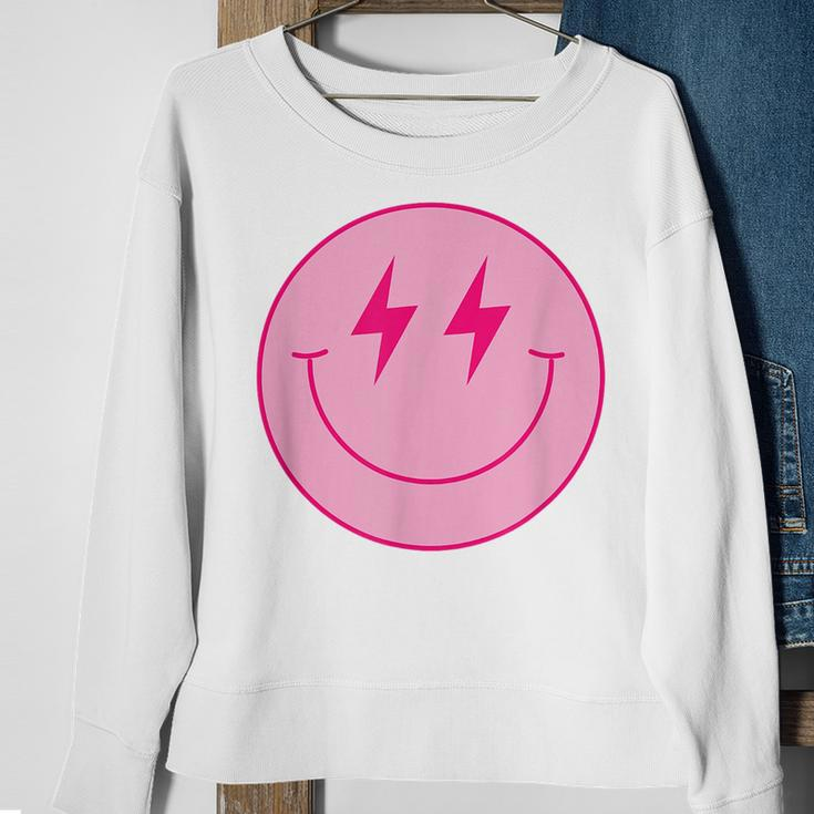 Pink Smile Face Cute Happy Lightning Smiling Face Sweatshirt Gifts for Old Women