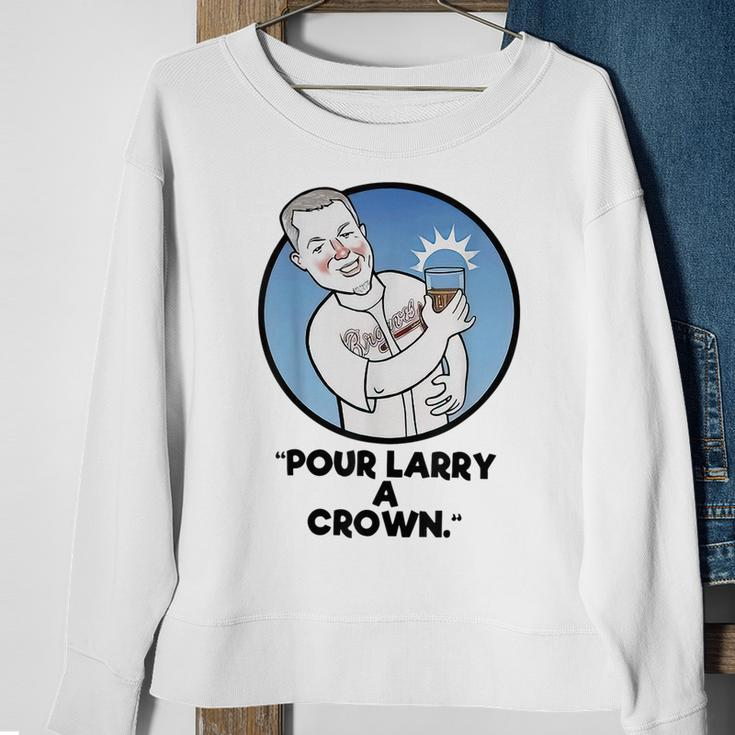 Pour Larry A Crown Home Run Baseball Fan Sports Lover Sweatshirt Gifts for Old Women