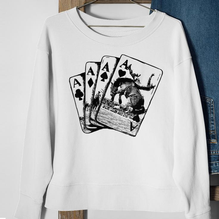 Punchy Cowboy Horsing Playing Cards Western Cowboy Rodeo Sweatshirt Gifts for Old Women