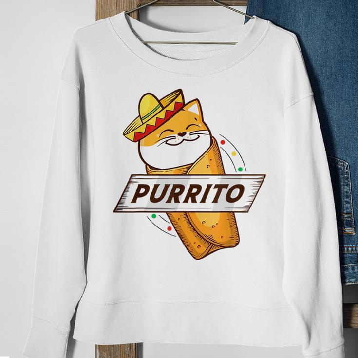 Purrito Cat Wearing A Sombrero In A Mexican Burrito Funny Sweatshirt Gifts for Old Women