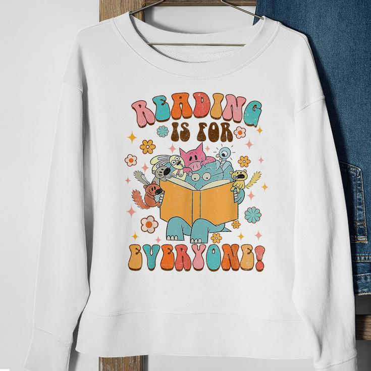Reading Is For Everyone Book Lover Bookworm Bookish Groovy Reading Funny Designs Funny Gifts Sweatshirt Gifts for Old Women