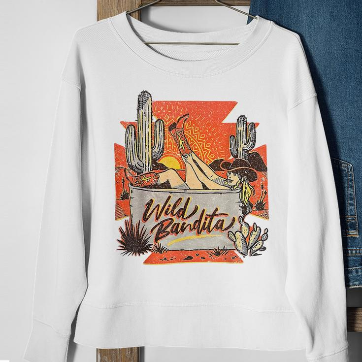 Retro Desert Cactus Cowgirl Wild Bandita Western Country Sweatshirt Gifts for Old Women