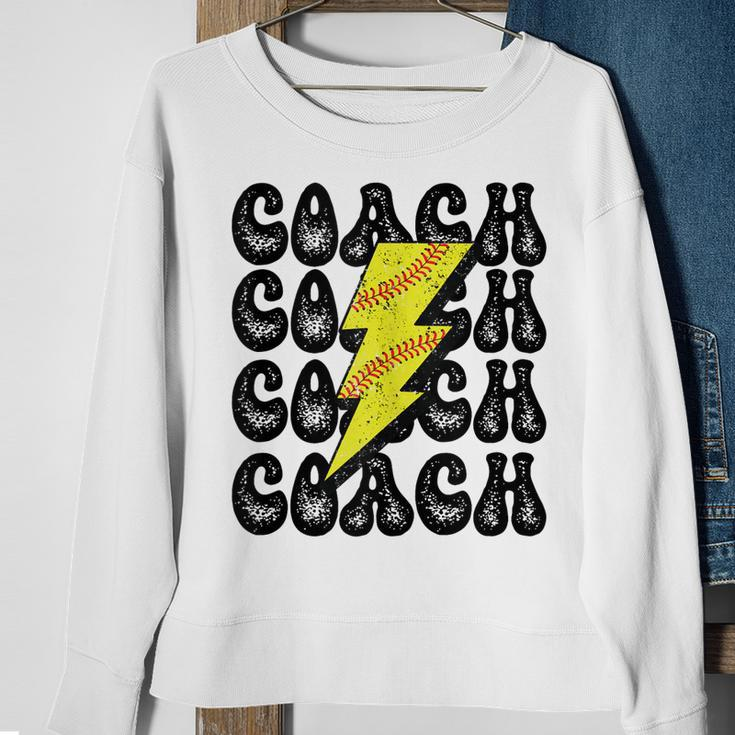 Retro Vintage Softball Coach Lightning Bolt Sweatshirt Gifts for Old Women