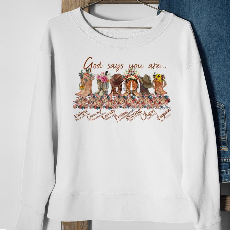 Retro Western Cowgirl Boots God Say You Are Cowboy Christian Sweatshirt Gifts for Old Women