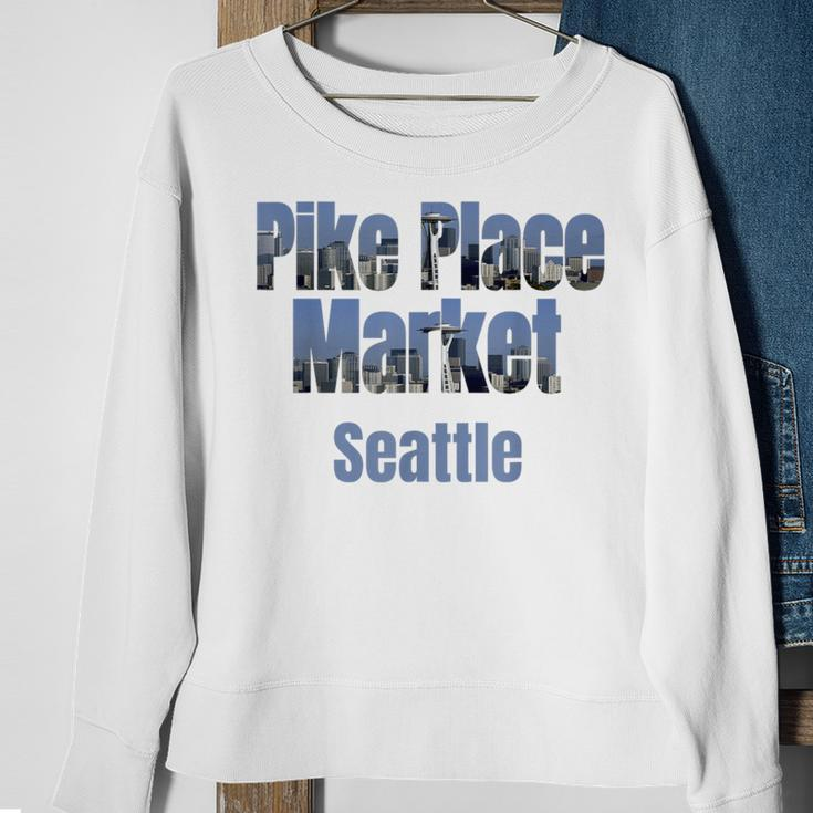Seattle Skyline Pike Place Market Neighborhood Sweatshirt Gifts for Old Women