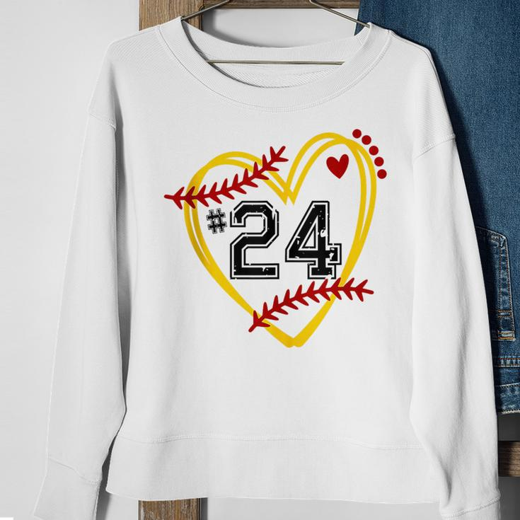 Softball Jersey 24 Trendy Softball Softball Heart Softball Funny Gifts Sweatshirt Gifts for Old Women