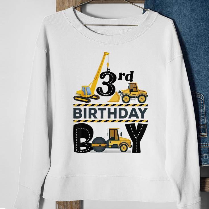 Three Year Old Party 3Rd Birthday Boy Construction Truck Car Sweatshirt Gifts for Old Women