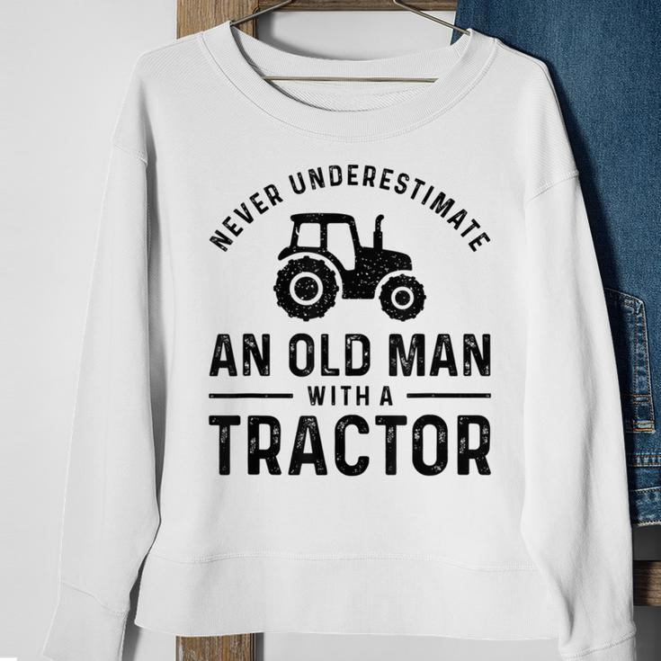 Never Underestimate An Old Man With A Tractors Farmer Sweatshirt Gifts for Old Women