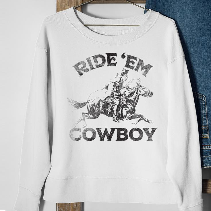 Vintage Cowgirl Womans Country Rideem Cowboy Horse Riding Sweatshirt Gifts for Old Women