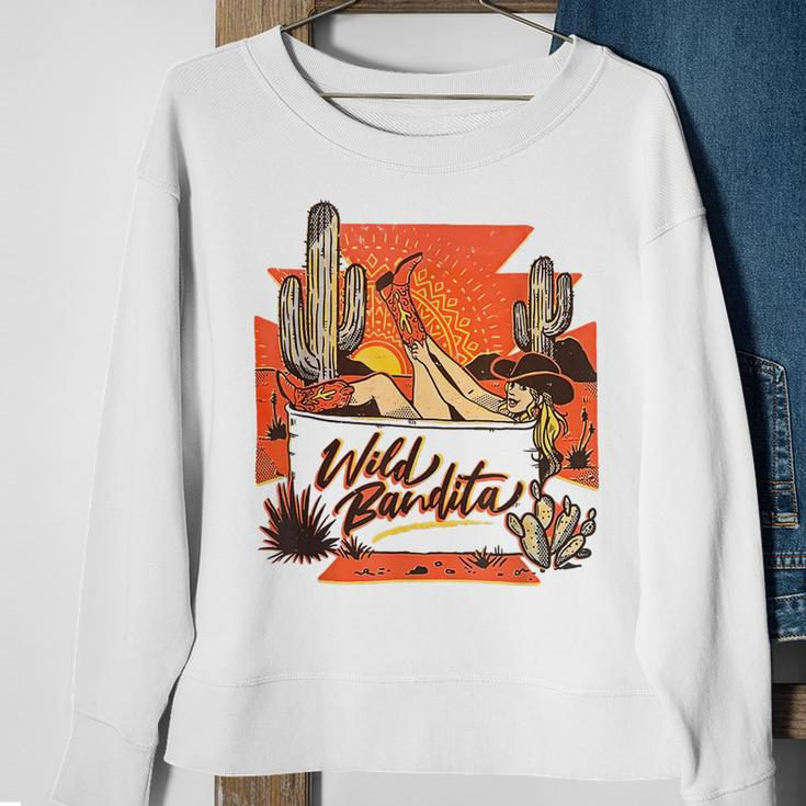Western Wild Bandita Cactus Vintage Rentro Cowgirl Rodeo Sweatshirt Gifts for Old Women