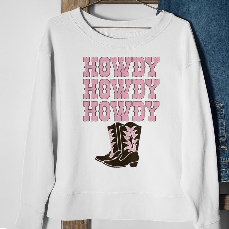White Howdy Rodeo Western Country Southern Cowgirl Boots Sweatshirt Gifts for Old Women