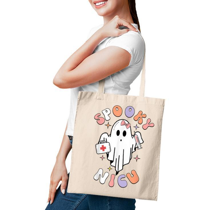Groovy Ghost Halloween Ghost Boo Floral Spooky Nicu Nurse Tote Bag