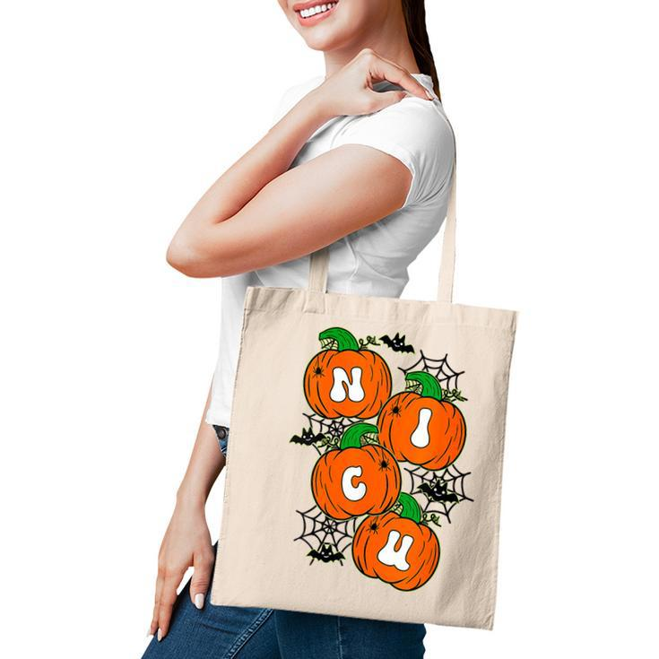 Retro Halloween Nicu Nurse Pumpkin Spooky Vibes Fall Vibes Tote Bag