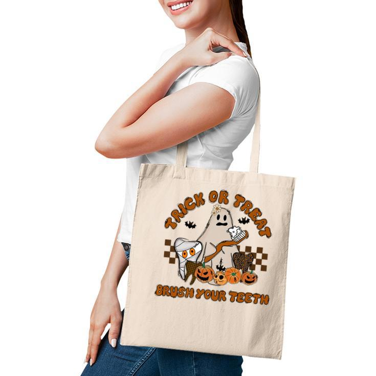 Trick Or Treat Brush Your Th Halloween Spooky Dentist Tote Bag