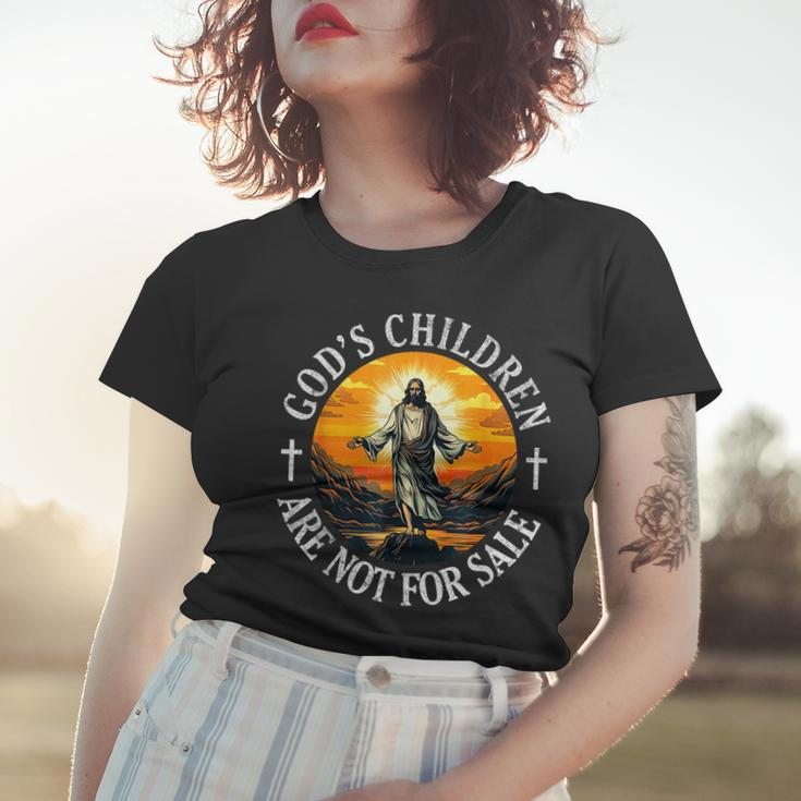Gods Children Are Not For Sale Us Flag Christian Religion Women T-shirt Gifts for Her