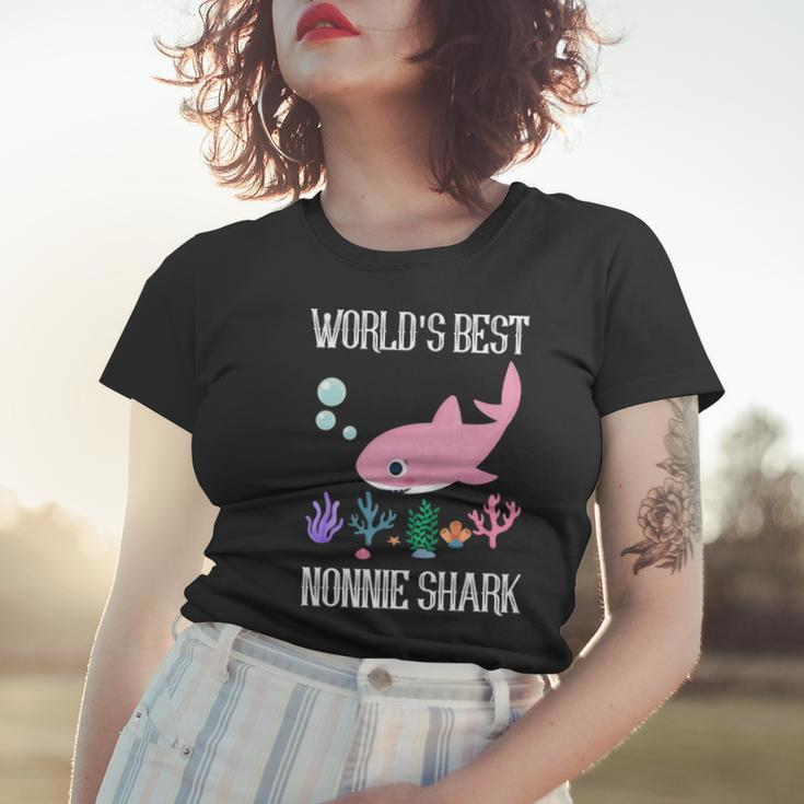 Nonnie Grandma Gift Worlds Best Nonnie Shark Women T-shirt Gifts for Her