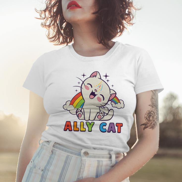 Ally Cat Lgbt Gay Pride Month 2023 Lgbtq Rainbow Cute Kitty Women T-shirt Gifts for Her