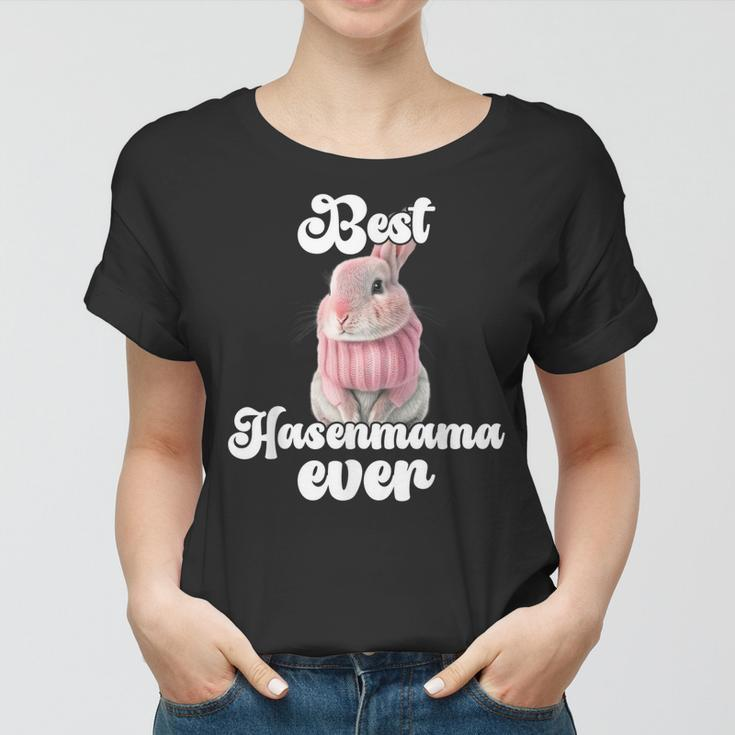 Best Rabbit Mama Ever Retro Winter Rabbit Mum Gift For Women Women T-shirt