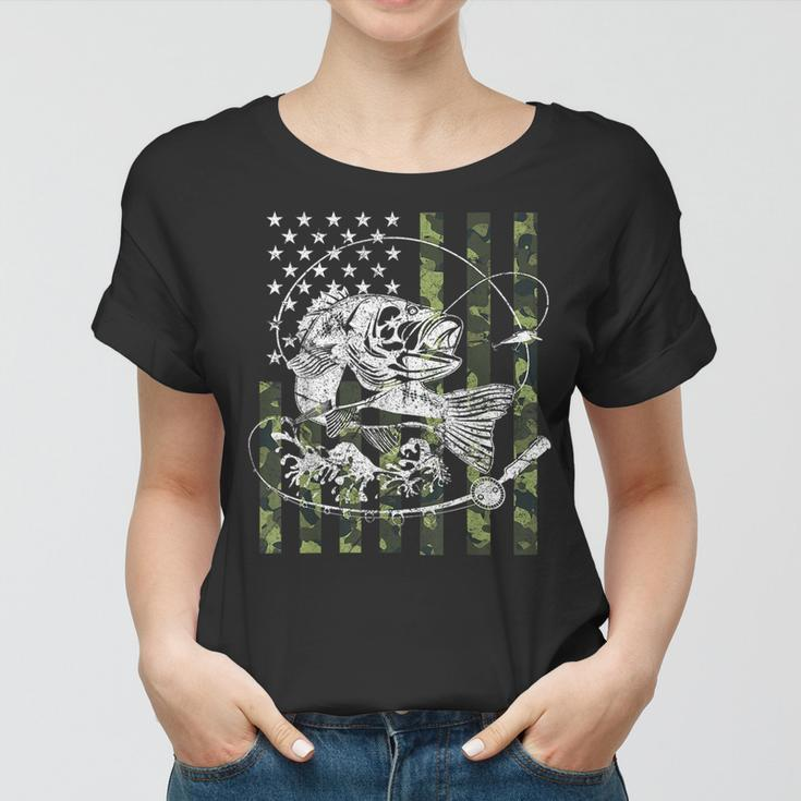 Camouflage American Flag Fishing Gifts For Men Women Boys Fishing Gifts Women T-shirt