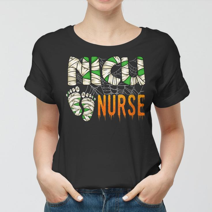 Halloween Nicu Nursing Mummy Costumes Neonatal Nurses Women T-shirt