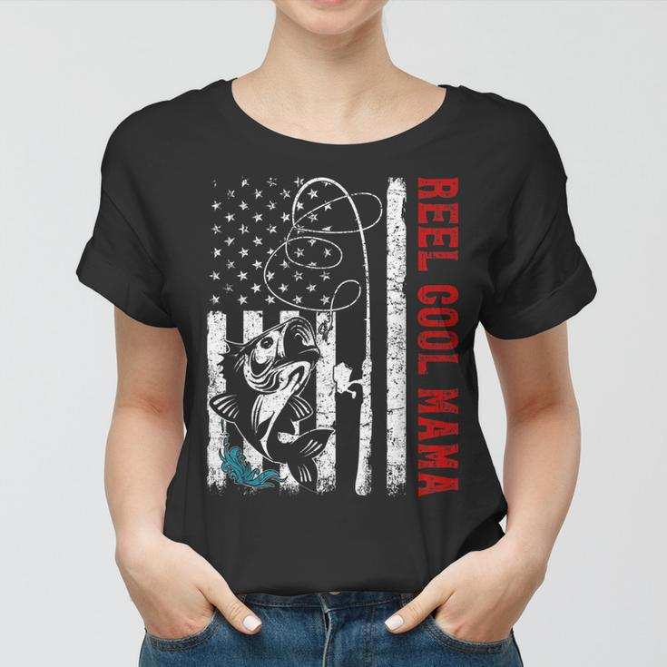 Usa Flag Reel Cool Mama Fishing Fisher Fisherman Gift For Women Women T-shirt