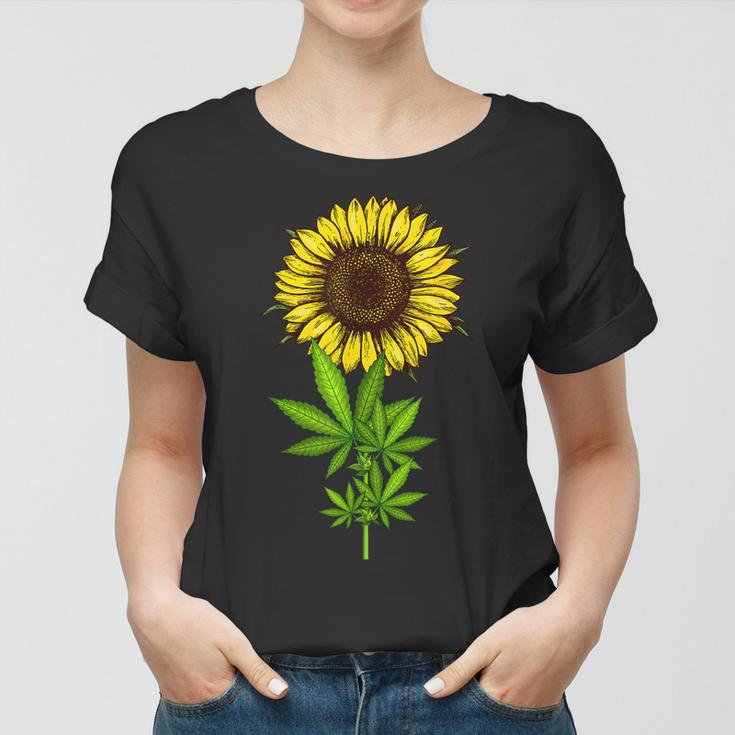 Weed Marijuana Leaf Cannabis Sunflower Funny Girls Mom Mama Women T-shirt