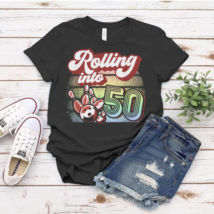 Bowling Party Rolling Into 50 Bowling Birthday Women T-shirt Funny Gifts