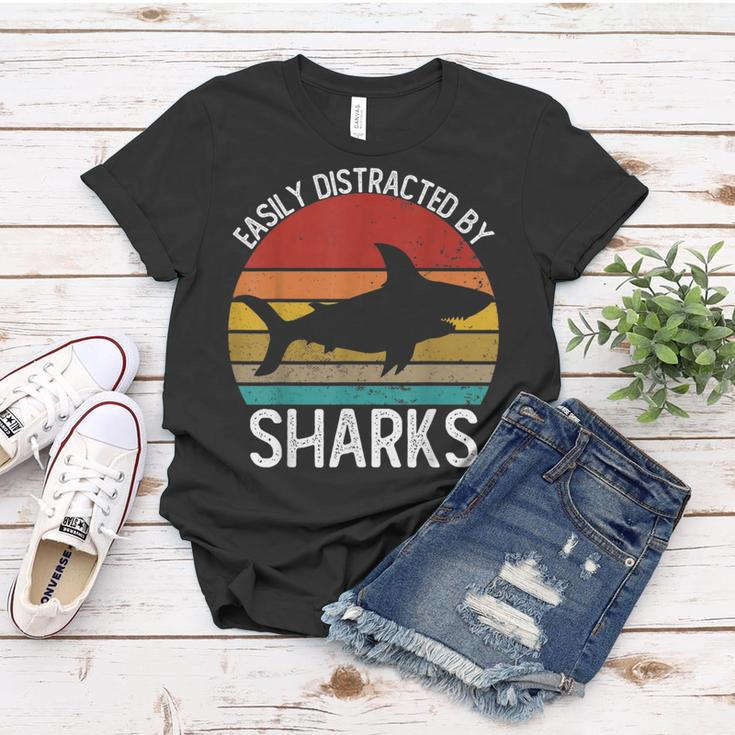 Easily Distracted By Sharks Vintage Shark Women T-shirt Unique Gifts