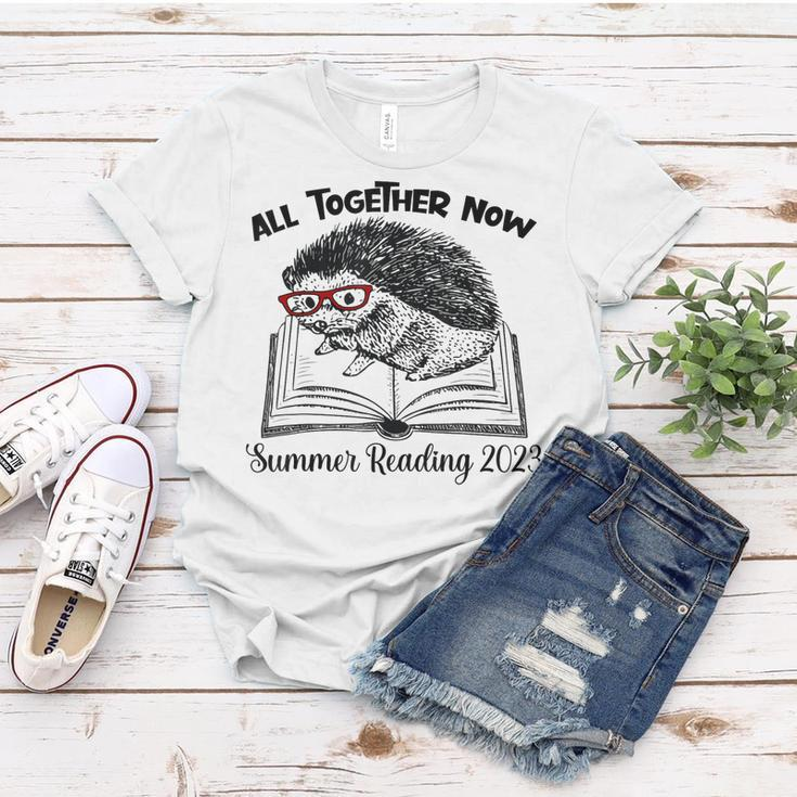 All Together Now Summer Reading 2023 Hedgehog Book Lover Women T-shirt Unique Gifts