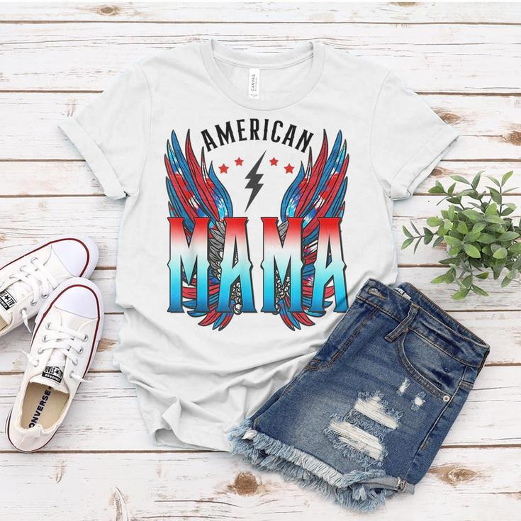 American Mama Retro Wings 4Th Of July For Women Gifts For Mama Funny Gifts Women T-shirt Unique Gifts