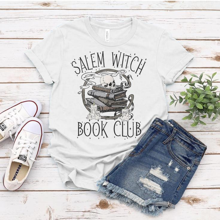 Salem Witch Book Club Skull Halloween Librarian Book Lovers Salem Funny Gifts Women T-shirt Unique Gifts