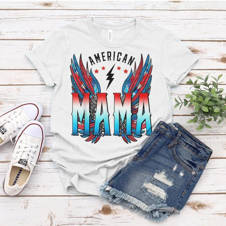 Vintage American Mama Wings 4Th Of July American Flag Family Gifts For Mama Funny Gifts Women T-shirt Unique Gifts