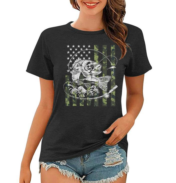 Camouflage American Flag Fishing Gifts For Men Women Boys  Fishing Gifts Women T-shirt