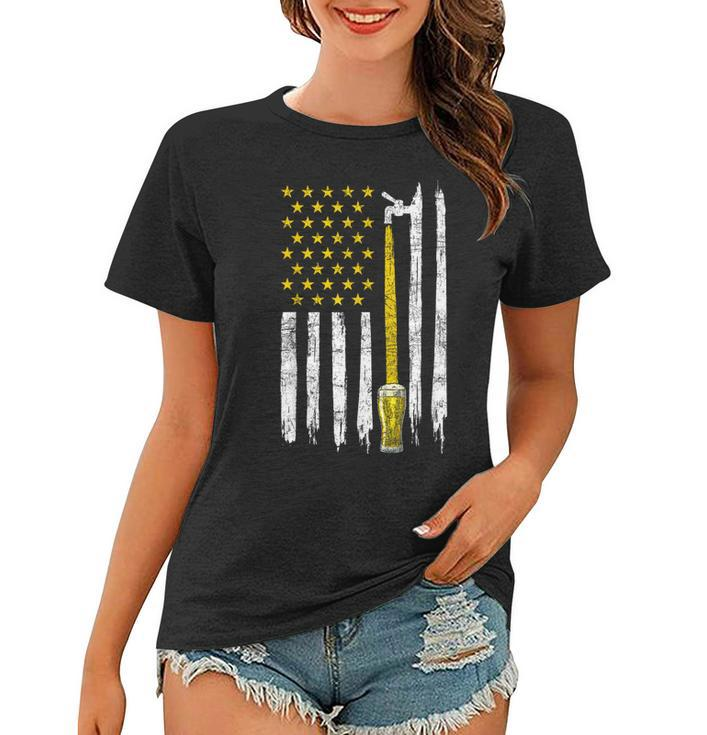 Craft Beer American Flag Usa 4Th Of July Brewery America Women T-shirt