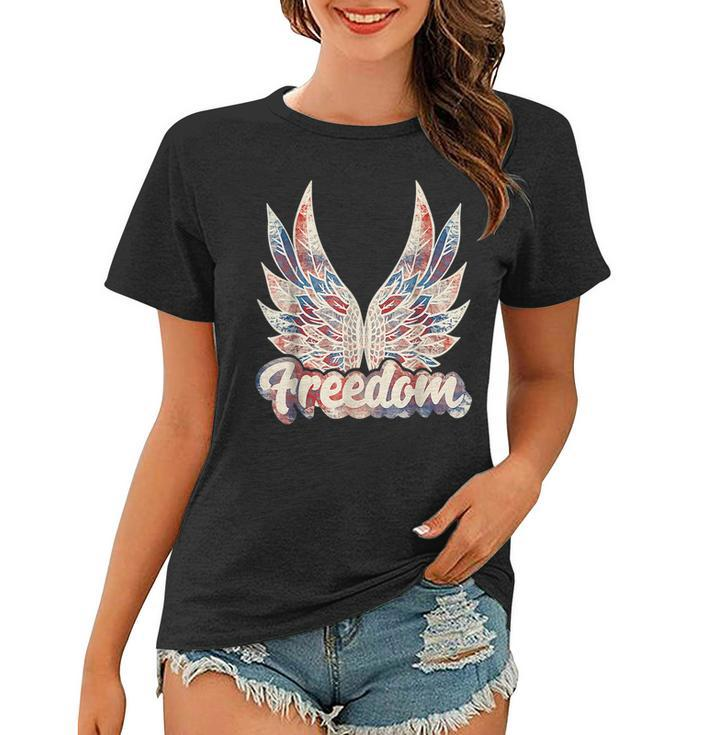 Fourth Of July Fourth Of July Freedom American Wings  Freedom Funny Gifts Women T-shirt