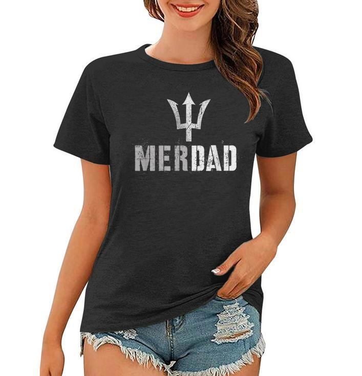 Funny Merdad Protector Team Mer Daughter Mermaid Guard Dad Women T-shirt