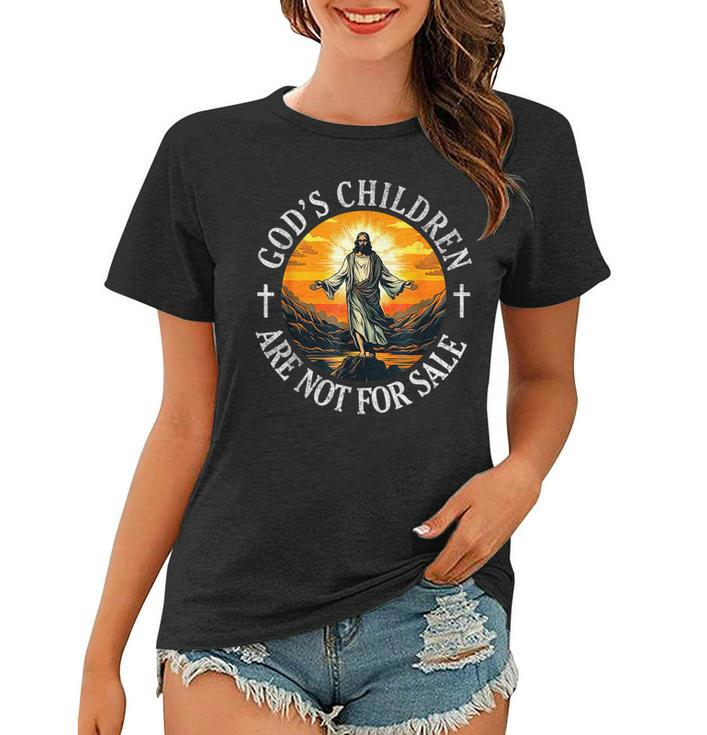 Gods Children Are Not For Sale Us Flag Christian Religion Women T-shirt