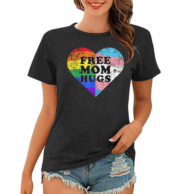 Lgbt Free Mom Hugs Daisy Rainbow Heart Lgbt Pride Month  Women T-shirt